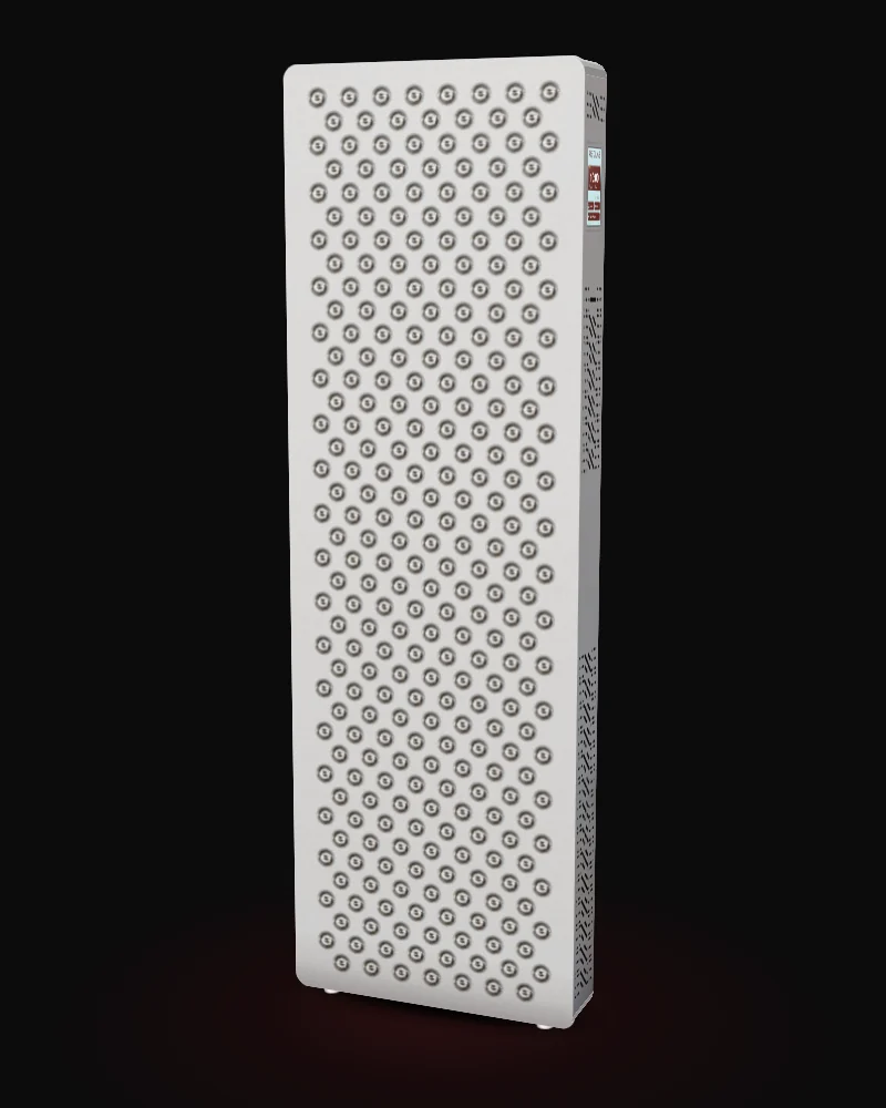 RedLab Pro in driekwart aanzicht met de lenzen, de zijkant met het display en de aluminium behuizing.